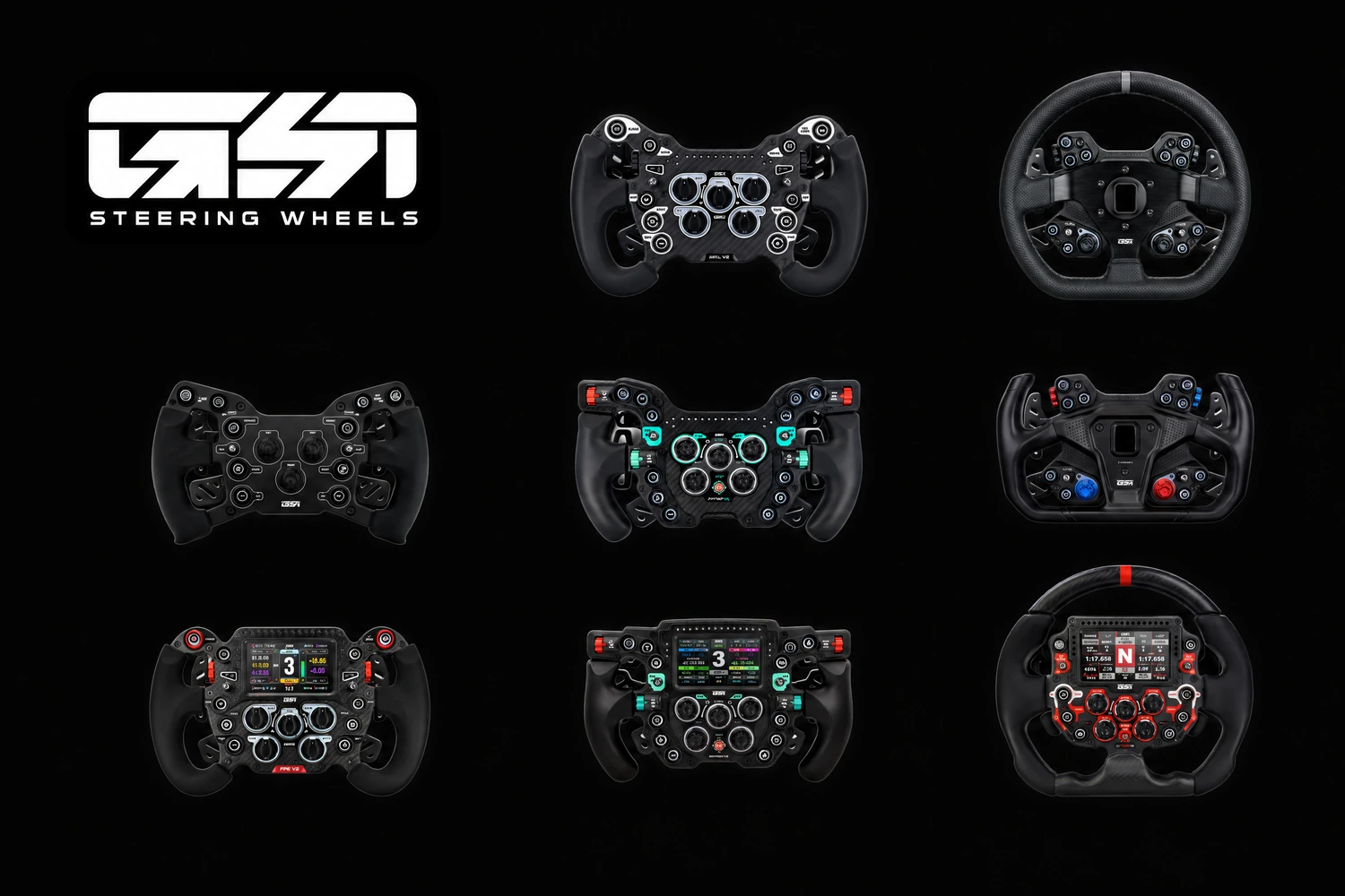 Gomez Sim Industries steering wheel logo and simulator wheel collection